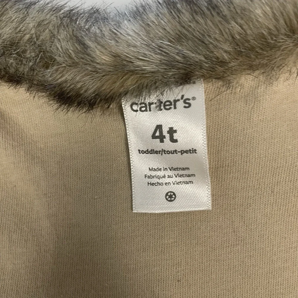 Carter's Toddler 4T‎ Faux Fur Vest Brown Cozy Plush Warm Fall Winter Layer NWT